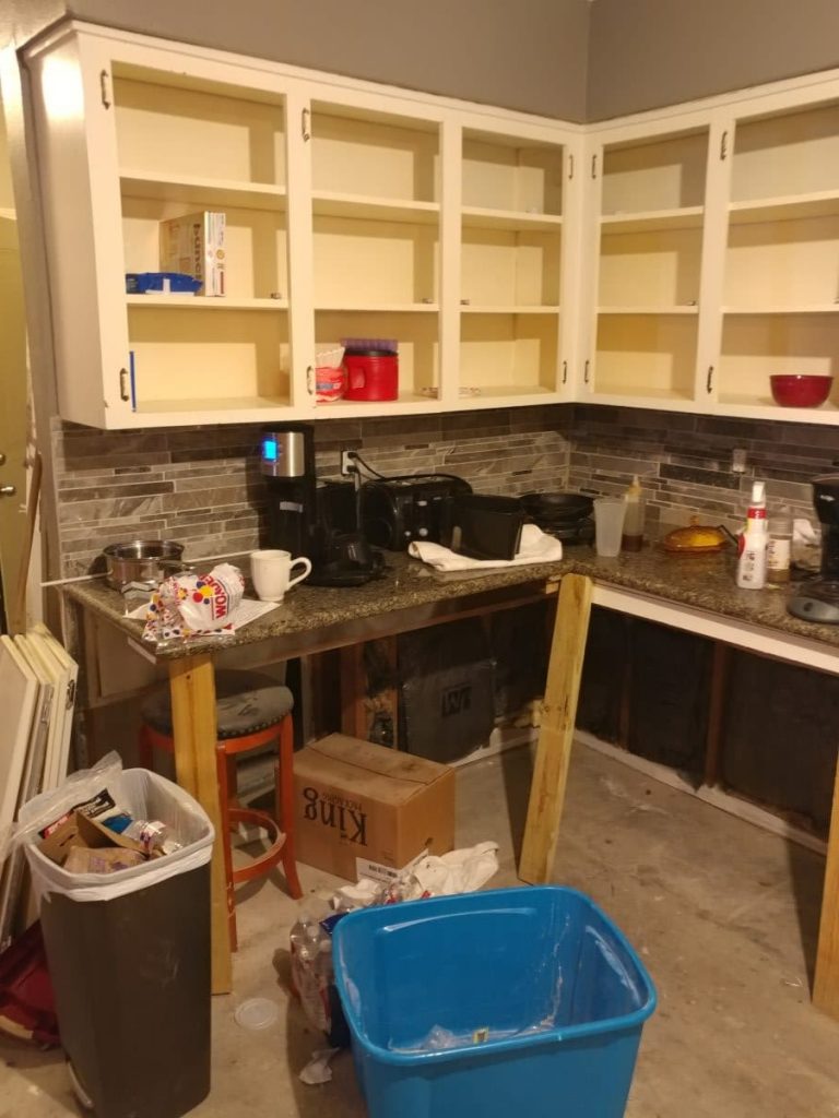 new kitchen, remodeled kitchen, flooded kitchen