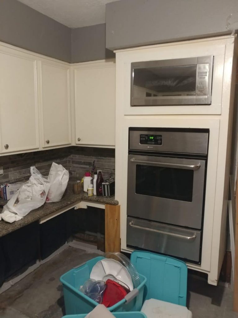 New kitchen, remodeled kitchen, flooded kitchen