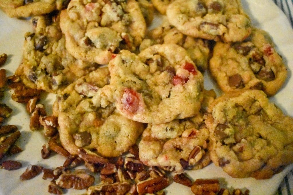 Award Winning Cookies, chocolate chip, pecans, cherries