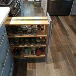 new kitchen, remodeled kitchen, flooded kitchen, spice rack